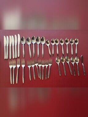 Set Of 35 Vintage Starburst Stainless Steel Twinkle One Star Pattern Silverware